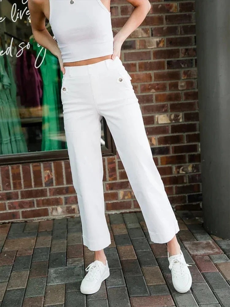 😍Last Day 49% OFF😍Tummy Control Twill Cropped Wide Leg Pant(Buy 2 Free Shipping)