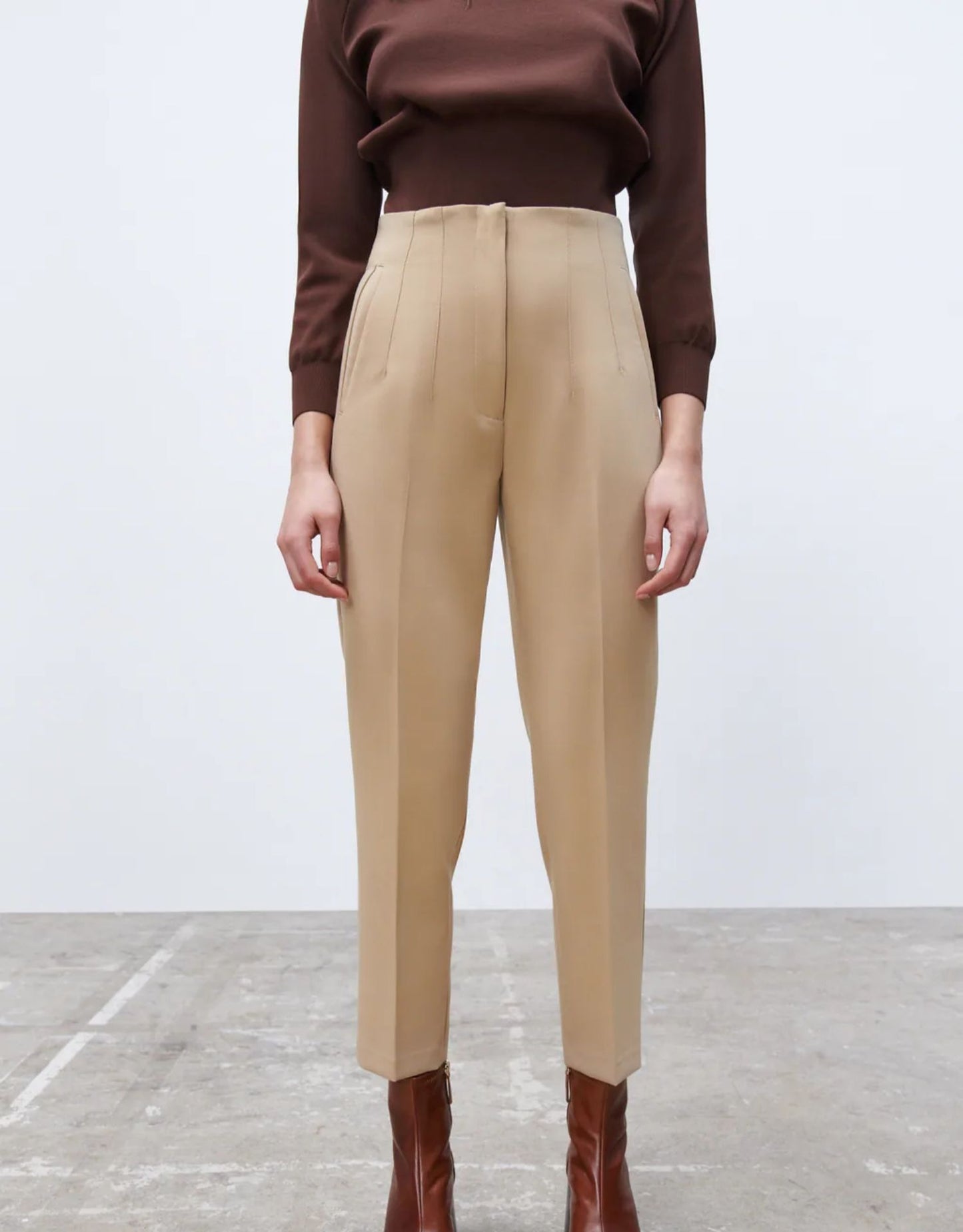 Tailored Pleat High Waist Pants