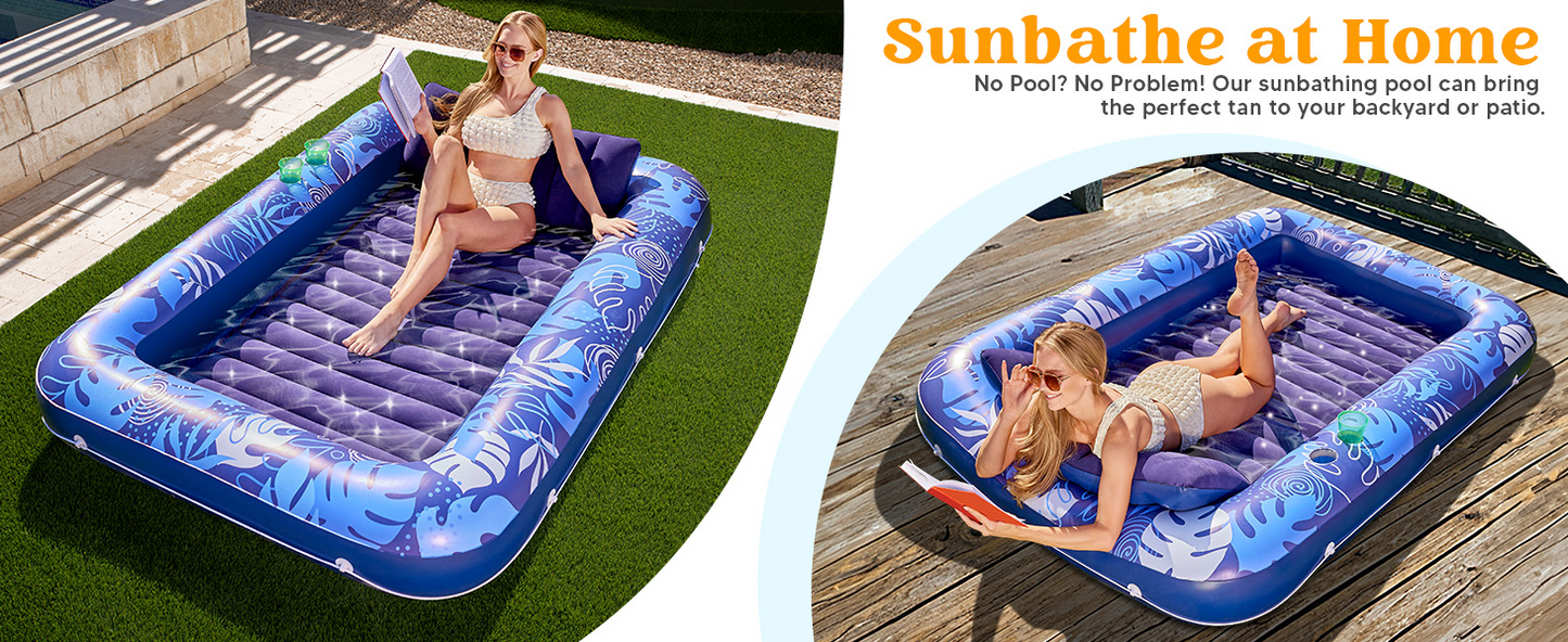 Inflatable Tanning Pool Lounger Float for Adults