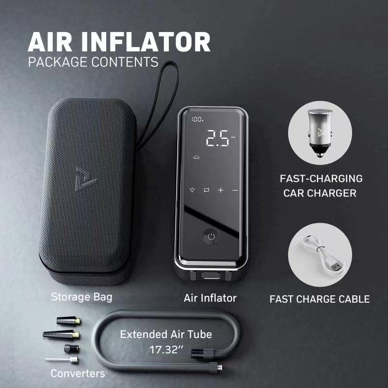 Tire Inflator Deluxe Package, 2X Faster, 15000 mAh, 45W Fast Charging