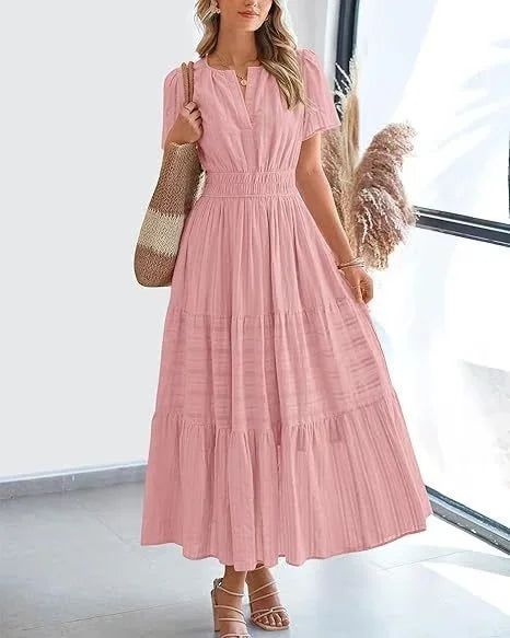🔥LAST DAY 52% OFF🔥🔥v-neck pleated puff sleeve dress black