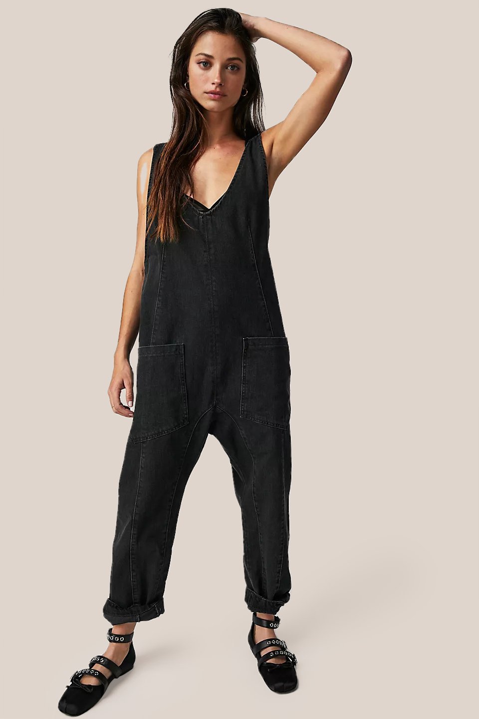 Denim Jumpsuit With Pockets (Buy 2 Free Shipping)