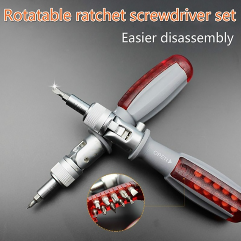 Rotatable ratchet screwdriver set