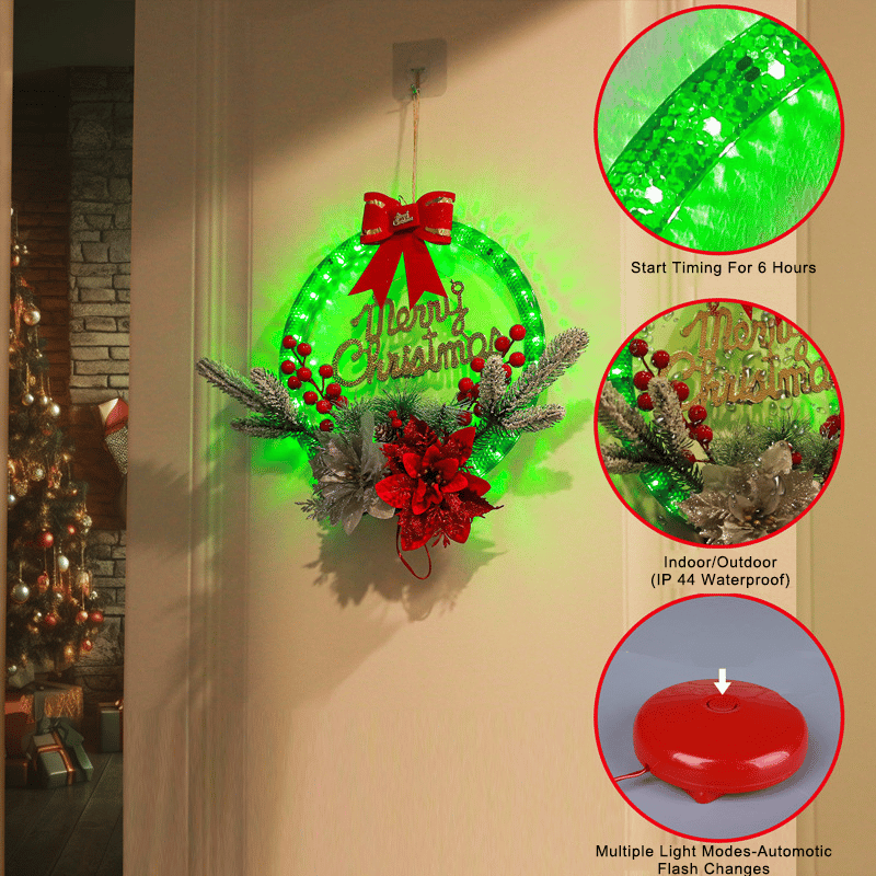 💥Last Day 48% OFF💥 Christmas Wreath Decorations with LED Lights