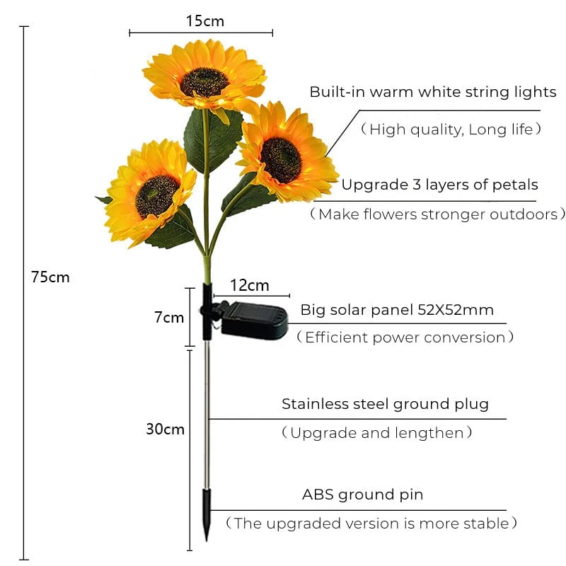 🌻MegaSale 49% OFF🌻Waterproof Solar Sunflower Light