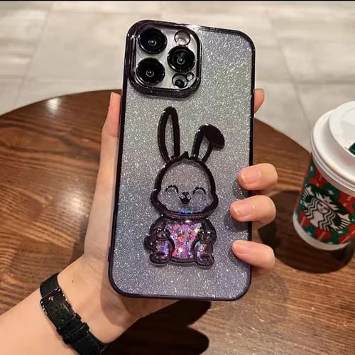 Gradient Glitter Quicksand Rabbit Case Cover For iPhone