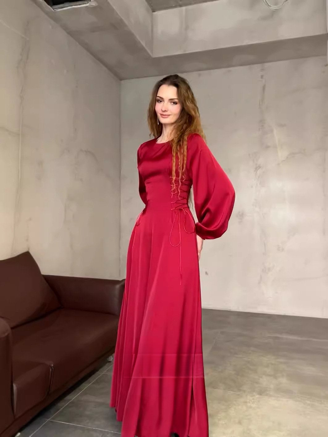 French Elegant Soft Elastic Cuff Long Dress