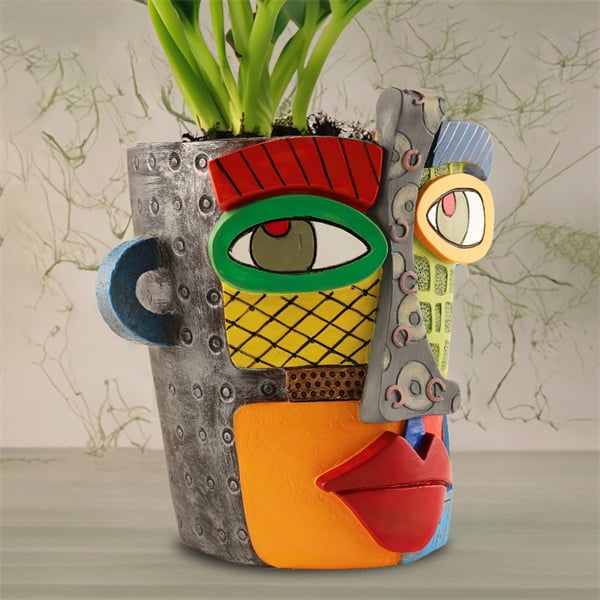 😍 Handmade Picasso Brutalist Abstract Beauty Face Flower Pot