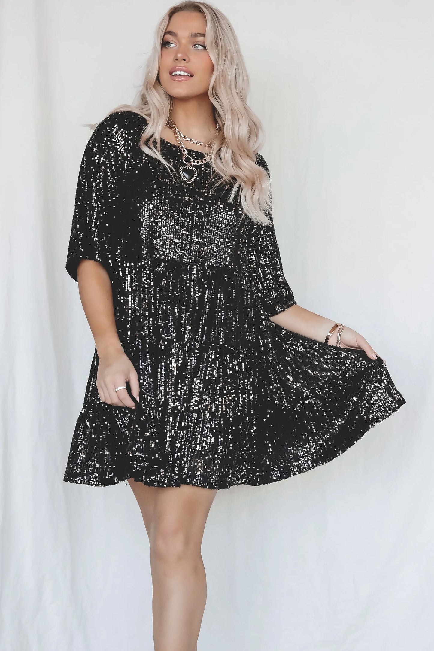 2023 Sequin Baby Doll Dress