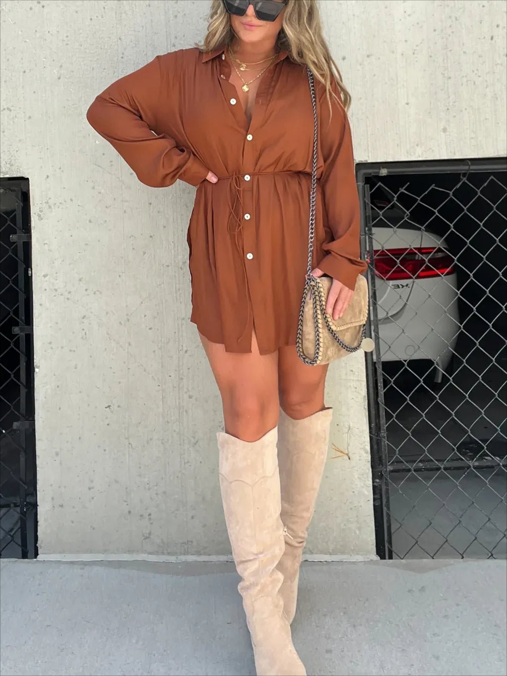 Versatile must-have women's solid color long-sleeved shirt set