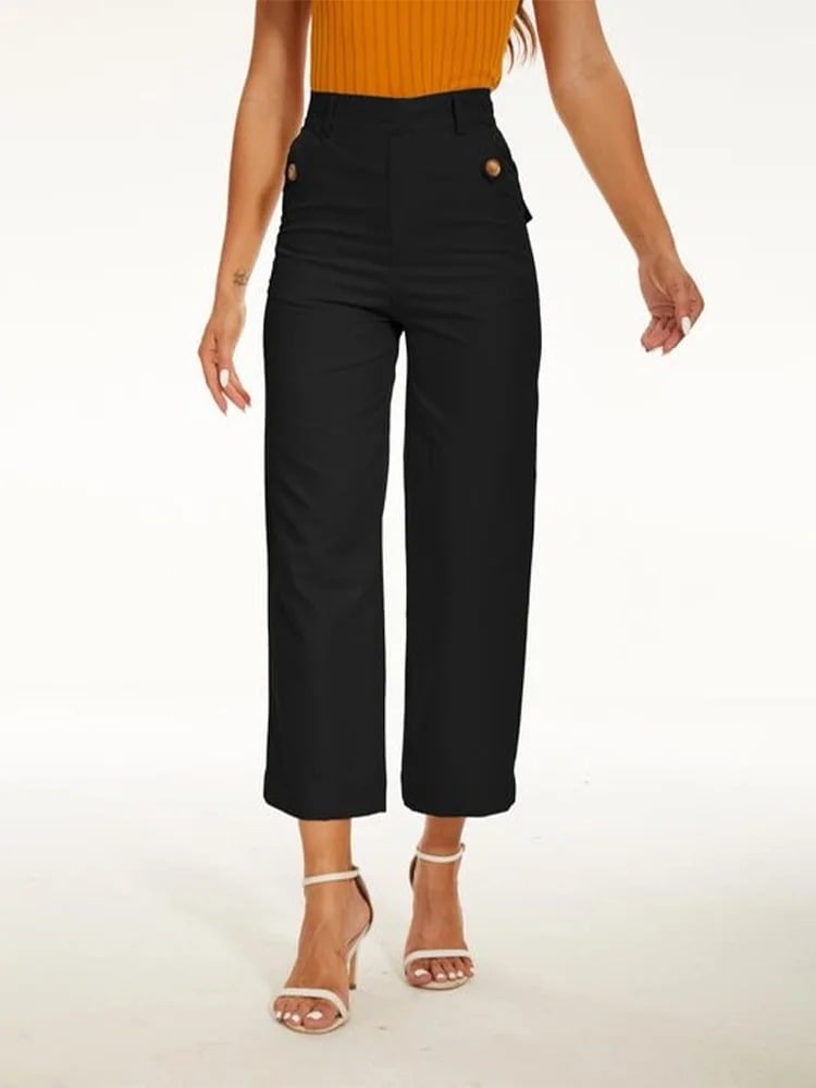 😍Last Day 49% OFF😍Tummy Control Twill Cropped Wide Leg Pant(Buy 2 Free Shipping)