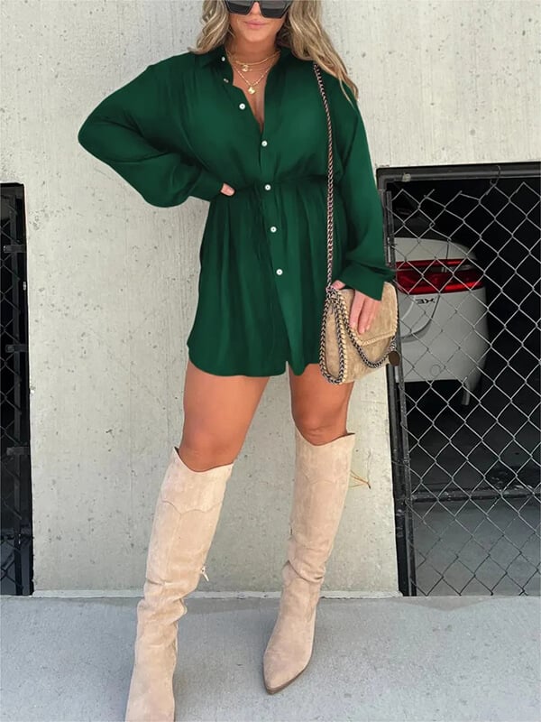 Solid Color Long Sleeve Shirt Bodysuit-Buy 2 Free Shipping