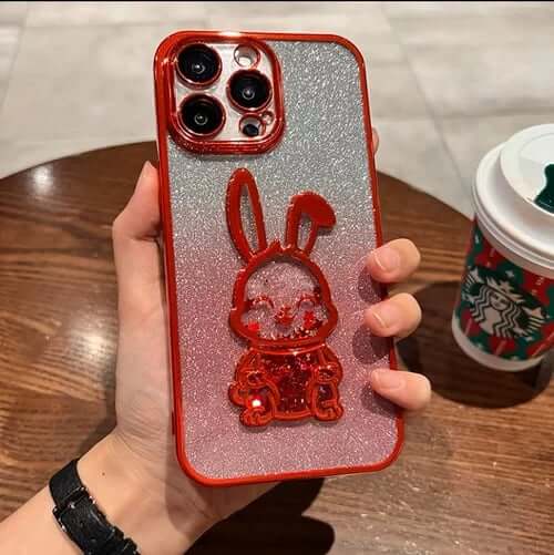 Gradient Glitter Quicksand Rabbit Case Cover For iPhone