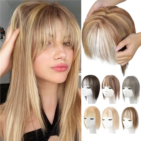 Natural Hair Toppers With Bangs For Women Adding Hair Volume Topper