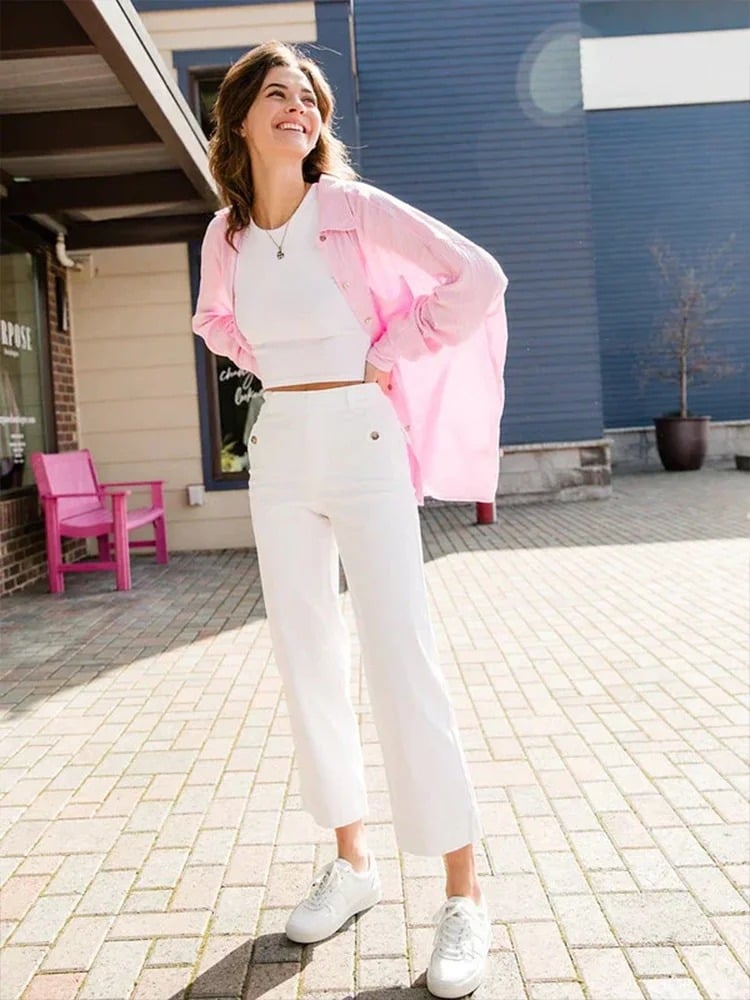 😍Last Day 49% OFF😍Tummy Control Twill Cropped Wide Leg Pant(Buy 2 Free Shipping)